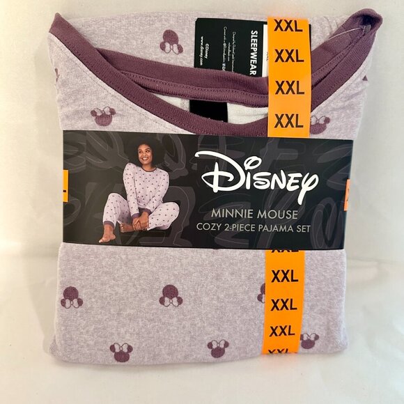 New Disney Minnie Mouse 2 Piece Pajama Set Women's Size XXL Purple Jogger Lounge - Picture 2 of 10